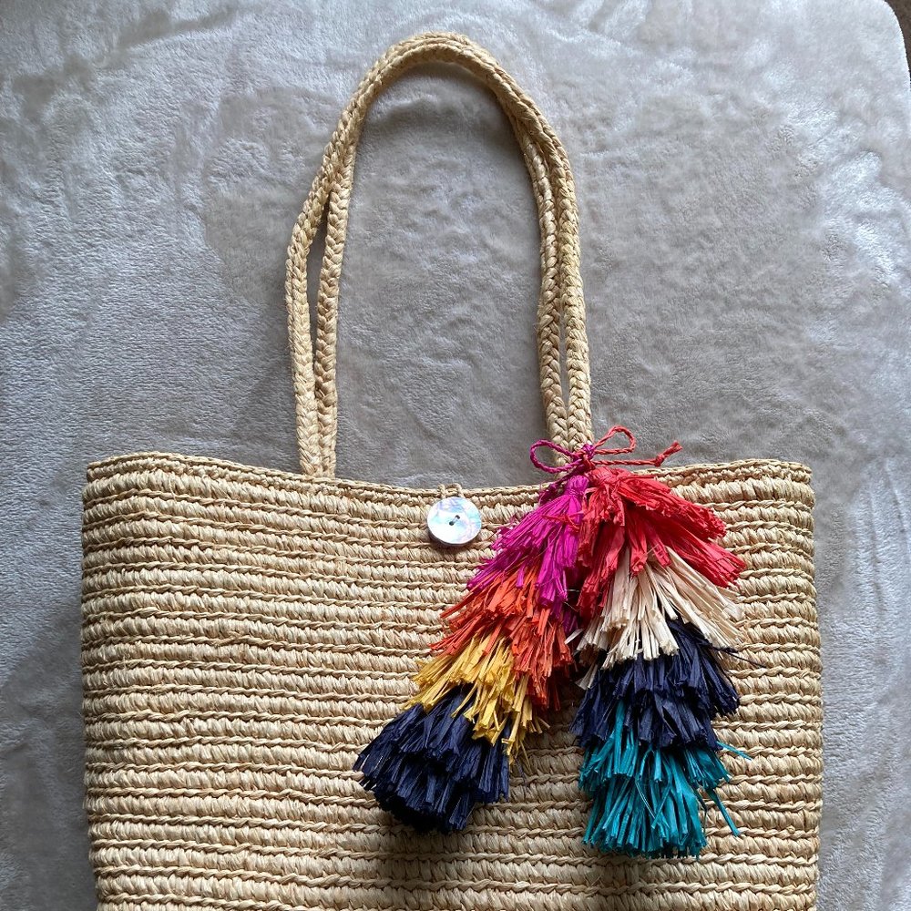 Annabel Ingall Raffia Tote with Tassel